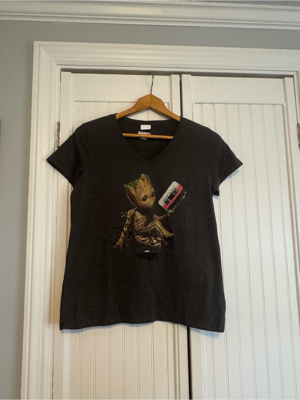 Marvel Women’s Gray Groot Graphic V-Neck Tee